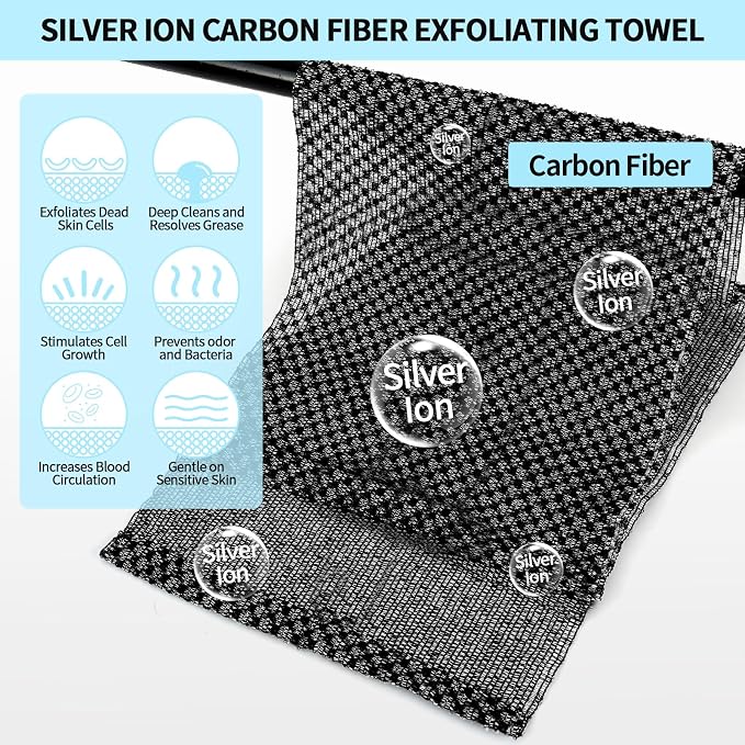 Exfoliating Washcloth Shower Towels, Premium Japanese Exfoliating Body Scrubber - Image 2