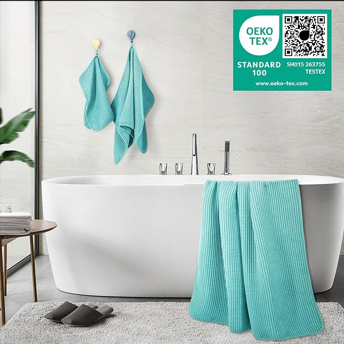 POLYTE 430 GSM Microfiber Quick Dry Lint Free Oversize Bath Towel Set, 6 Piece - Image 3