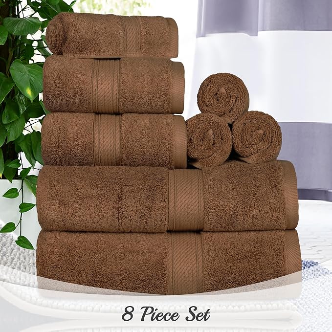 SUPERIOR Egyptian Cotton Pile 8 Piece Towel Set, Includes 2 Bath, 2 Hand - Image 3