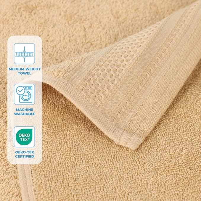 Superior Honeycomb 100% Cotton 500 GSM 12 Piece Bath Towel Set, 6 Washcloths - Image 3