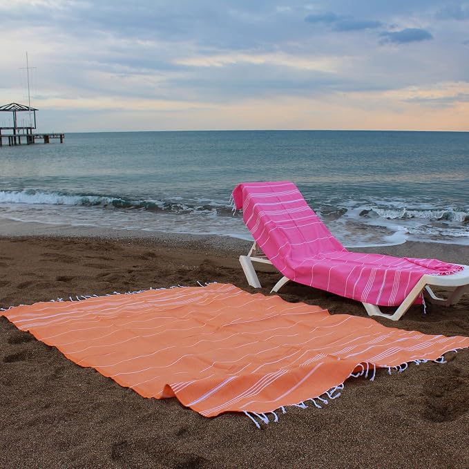Bersuse Towels Anatolia XL Beach Blanket Throw Blanket Turkish Towel 100% - Image 4