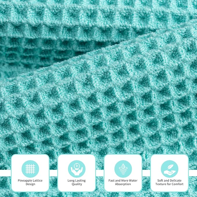 MICROFI Microfiber Waffle Bath Towels, 3 Pieces, Fast Drying, Lint Free - Image 2