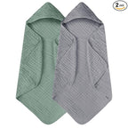 Yoofoss Hooded Baby Towels for Newborn 2 Pack 100% Muslin Organic Cotton Baby by YOOFOSS
