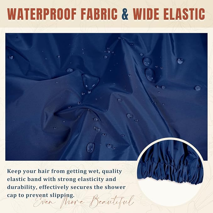 Reusable Shower Cap for Women, Large Waterproof Shower Bonnet - Image 6
