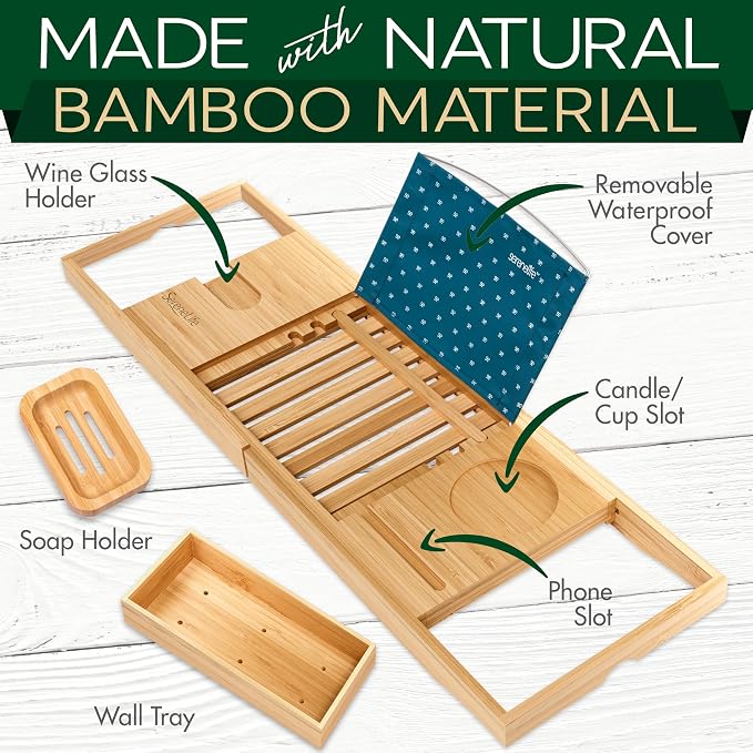 SereneLife Premium Bathtub Tray Caddy - Image 4