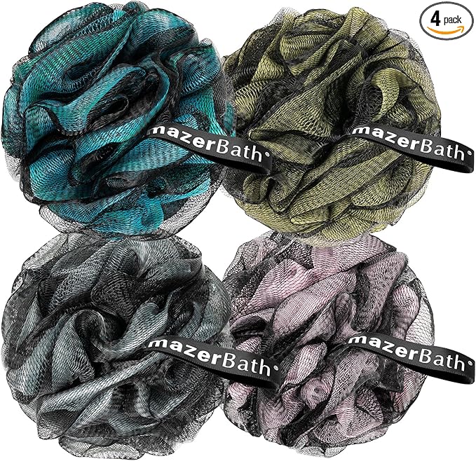 AmazerBath Charcoal Loofah Sponge, Large Shower Loofah 75g/PCS by AmazerBath