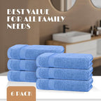 White Classic Wealuxe Light Blue Bath Towels 24x50 Inch, Cotton Towel Set - Image 4