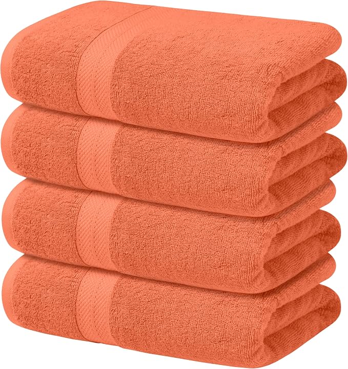 Avalon Towels Orange Bath Towels Set of 4 pcs, 100% Cotton Towel Absorbent and by AvalonTowels