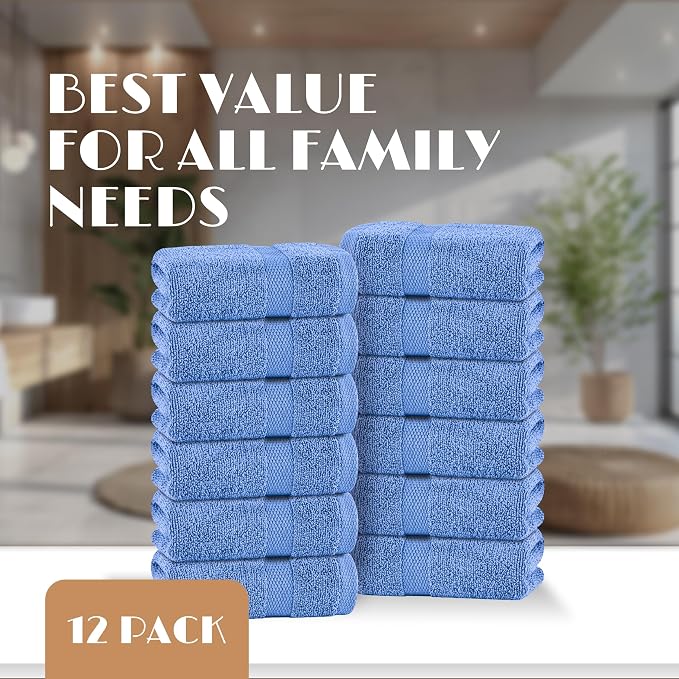 White Classic Light Blue Washcloths Set - Image 4