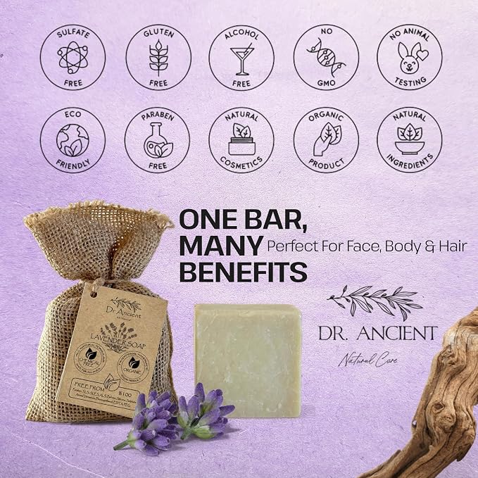 Dr.Ancient Lavender Soap Bar, Organic Soap Bars Handcrafted the Traditional Way - Image 2