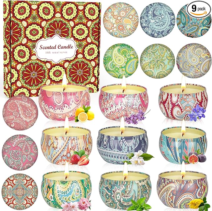 9 Pack 22.5oz in Total Scented Candles Gifts by OFUN