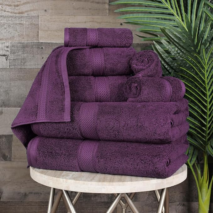 SUPERIOR Egyptian Cotton Pile 8 Piece Towel Set, Includes 2 Bath, 2 Hand by SUPERIOR