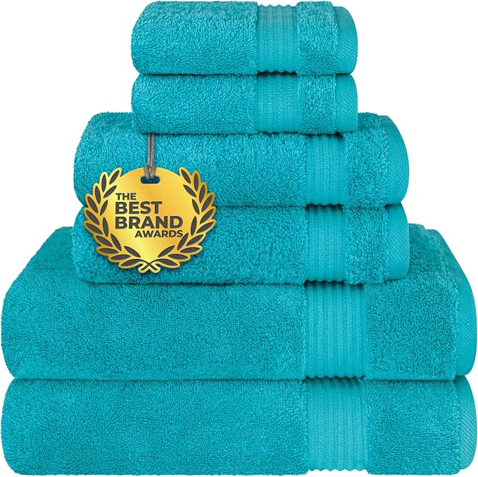 Cotton Paradise 6 Piece Towel Set 100% Cotton Soft Absorbent Turkish Towels by UNITEDHOMETEXTILE