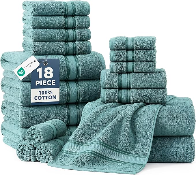 LANE LINEN 100% Cotton Bath Towel Set of 18 – 6 Bath, 6 Hand Towel & 6 by LaneLinen