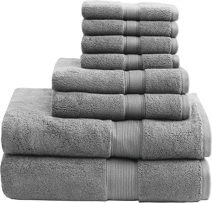 Madison Park 800GSM Bathroom Towel Set of 8 100% Cotton Bath Towel Set by MADISONPARK