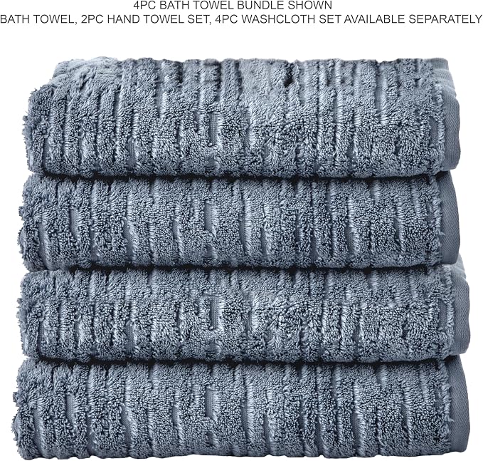 SKL Home CloudSoft Cotton Luxury 4 Pc Bath Towel Set, Smoke Blue - Image 6