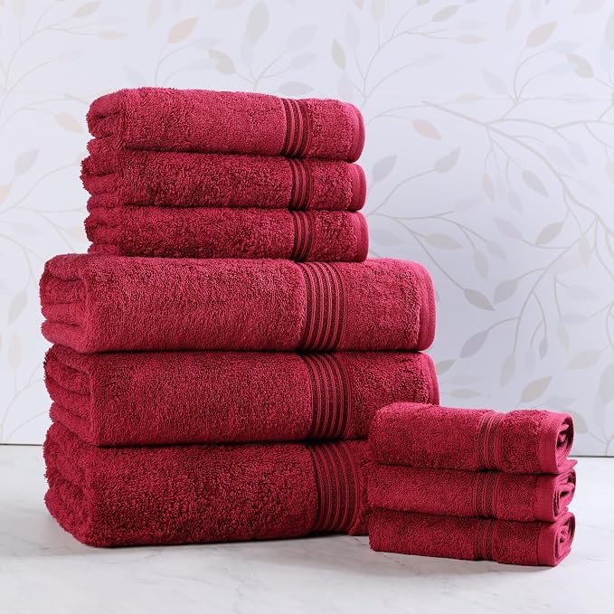 Superior Egyptian Cotton 9-Piece Towel Set, Guest Bath Decor Essentials by SUPERIOR