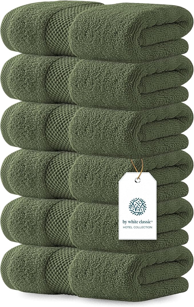 White Classic Luxury Forest Green Hand Towels by WhiteClassic