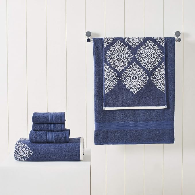 Modern Threads 6 Piece Reversible Yarn Dyed Jacquard Towel Set Artesia Damask - Image 2