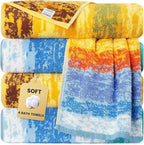 SEMAXE 4 Piece Colorful Striped Bath Towel Set by SEMAXE