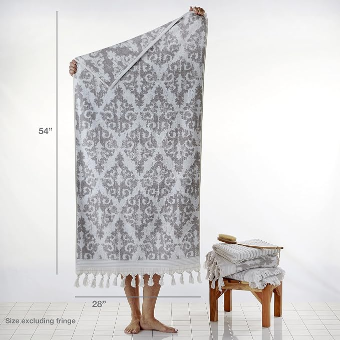 SKL Home Mirage Fringe 100% Turkish Cotton Bath Towel, Taupe 54.00" x 28.00" - Image 3