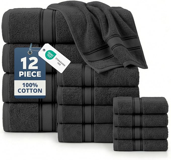 LANE LINEN 12 Piece Premium Towels by LaneLinen