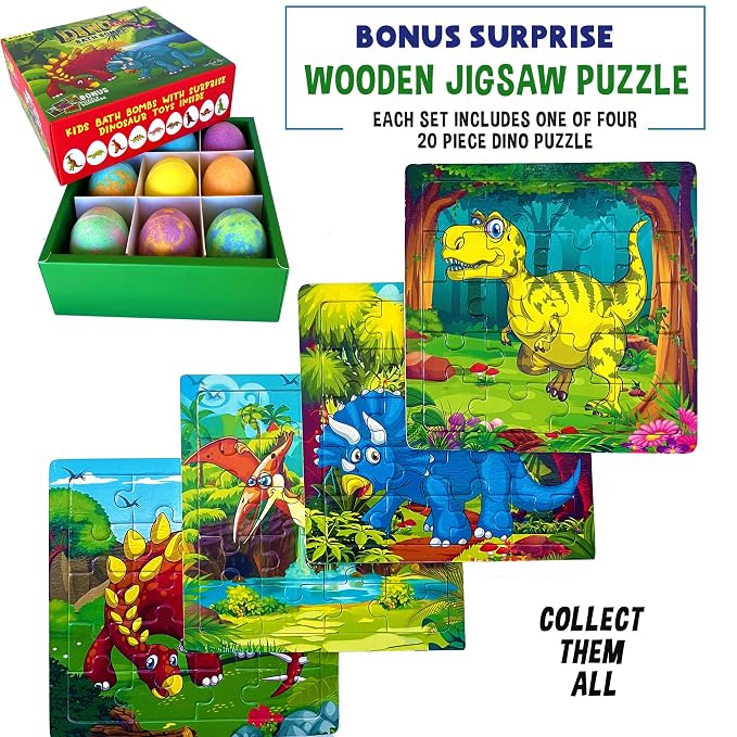 Bath Bombs for Kids with Surprise Toys Inside Plus Dinosaur Puzzle - Image 6