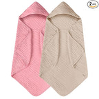 Yoofoss Hooded Baby Towels for Newborn 2 Pack 100% Muslin Organic Cotton Baby by YOOFOSS