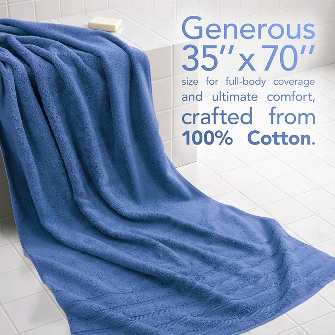 American Soft Linen 35x70 Jumbo Large Bath Towel, 600 GSM 100% Cotton Turkish - Image 2