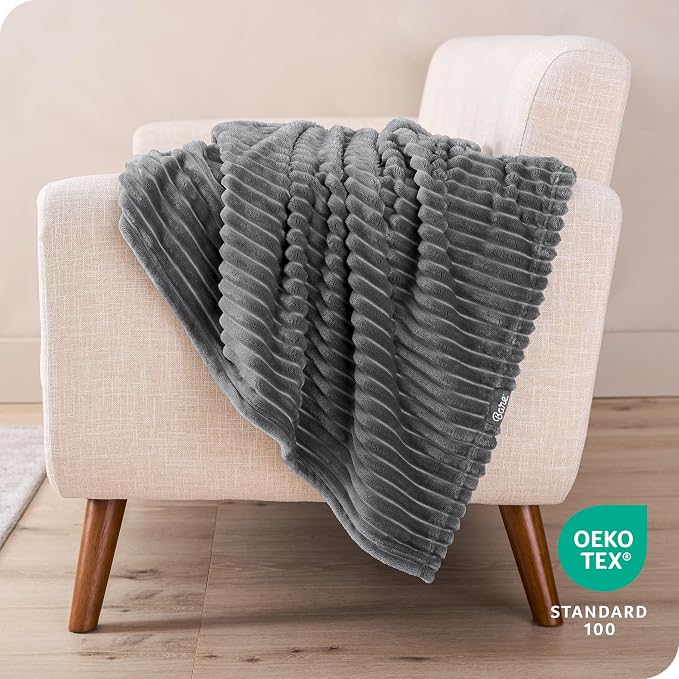 Bare Home Textured Fleece Blanket - Image 5