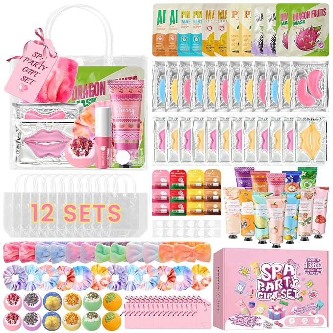 136 PCS Party Favors Bags for Eye Mask Lip Balm Hand Cream & Face Mask Skincare by CHANGARLOAD