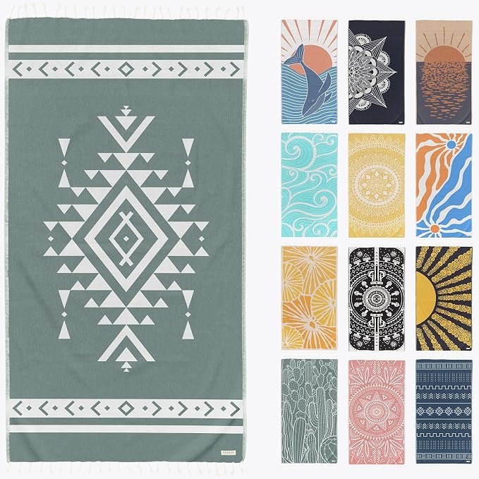 FESHKA Sand Free Turkish Beach Towel Quick Dry Bath Towel, Oversized Beach by FESHKA