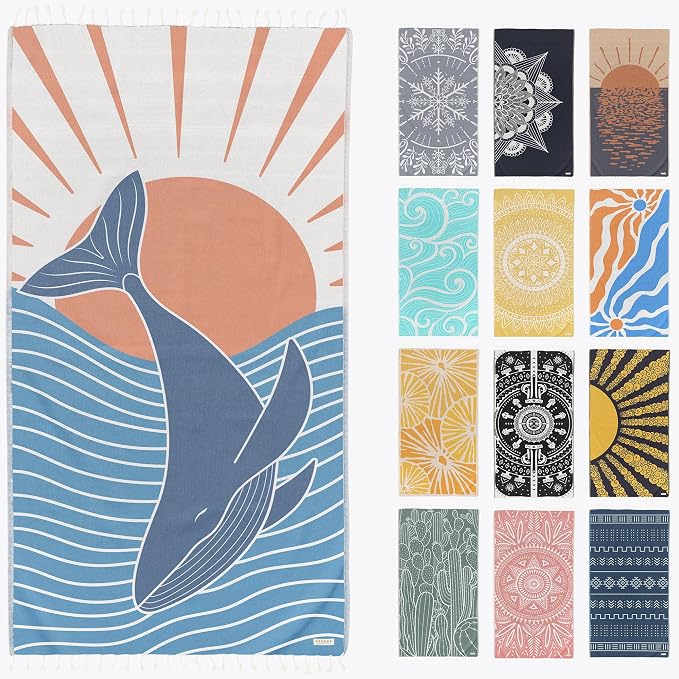FESHKA Sand Free Turkish Beach Towel Quick Dry Bath Towel, Oversized Beach by FESHKA