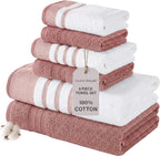 Modern Threads 6-Piece Towel Set – 100% Cotton, Quick Dry, Ultra Absorbent – by ModernThreads