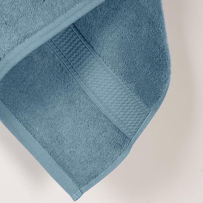 Superior Solid Egyptian Cotton Bath Towel Set, Denim Blue - Image 4