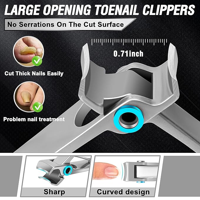 Podiatrist Toenail Clippers for Seniors Thick Toenails, Professional Pedicure - Image 4