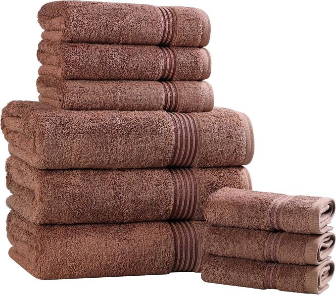 Superior Egyptian Cotton 9-Piece Towel Set, Guest Bath Decor Essentials - Image 2