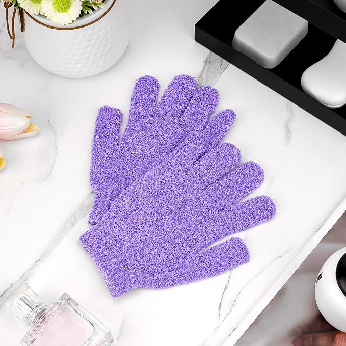 4 Pairs Bath Gloves, Body Scrub Mitts, Shower Scrubber Gloves - Image 4