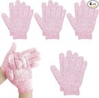 4 Pairs Bath Gloves, Body Scrub Mitts, Shower Scrubber Gloves by Biiange
