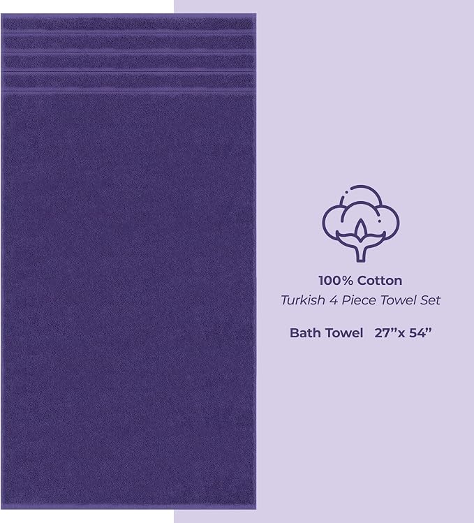 American Soft Linen Luxury 4 Piece Bath Towel Set, 600 GSM 100% Cotton Turkish - Image 4