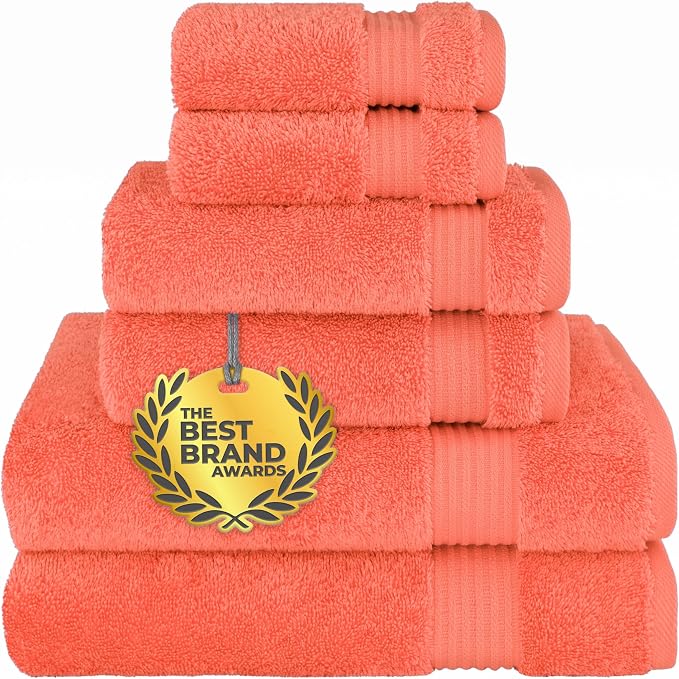Cotton Paradise 6 Piece Towel Set, 100% Cotton Soft Absorbent Turkish Towels by UNITEDHOMETEXTILE