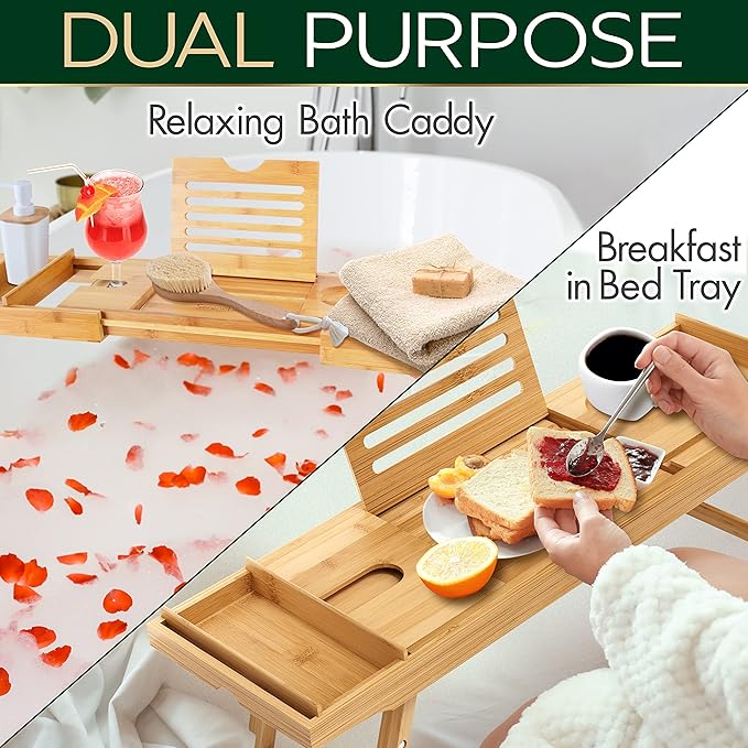 SereneLife Bath Caddy Breakfast Tray Combo - Image 2