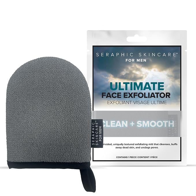 Seraphic Skincare Men Ultimate Exfoliating Facial Mitt – 100% Vegan Dual-Sided by SeraphicSkincare