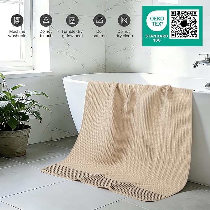 MICROFI New Microfiber Waffle Bath Towels, 2 Pieces, Fast Drying, Lint Free 430 - Image 5