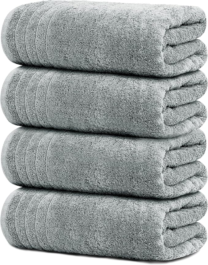 Tens Towels Pack of 4 Extra Large Bath Towels 30 x 60 Inches, 100% Cotton by TensTowels
