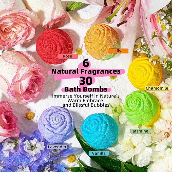 30 Rose-Shaped Bath Bombs – Handmade - Image 5