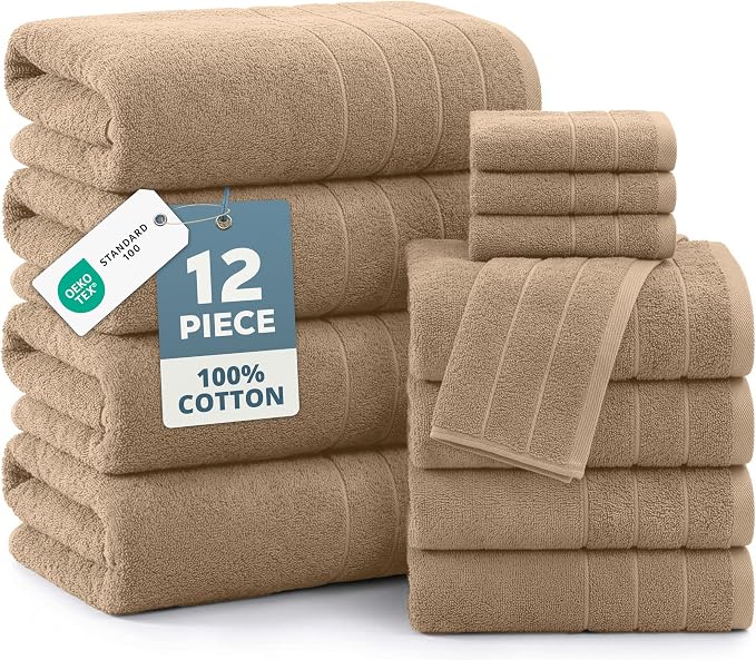 Casa Platino 12 Pcs Premium Cotton Towel Set by CasaPlatino