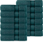 Cotton Craft Ultra Soft 12 Pack Wash Cloths 12x12 Teal Weighs 2 Ounces Each by COTTONCRAFT