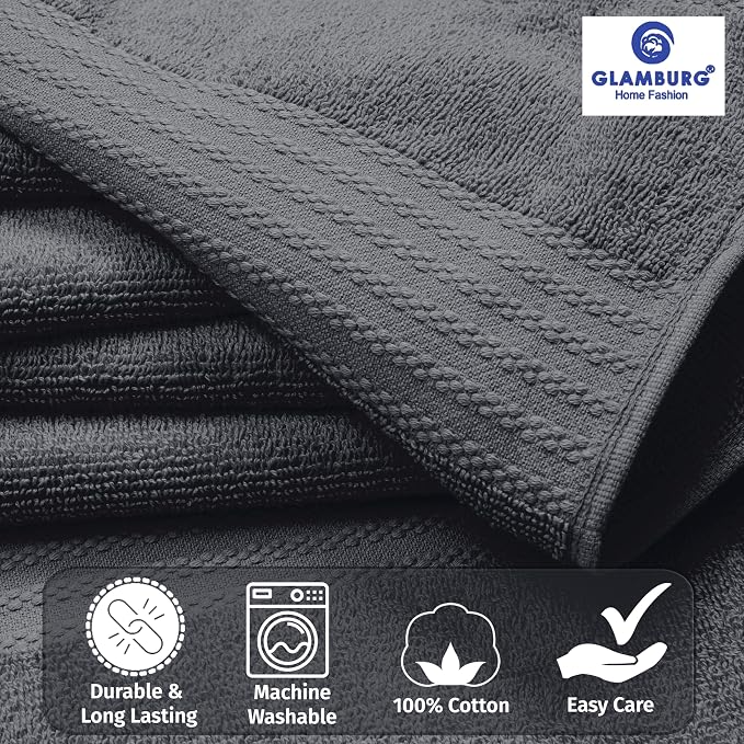 GLAMBURG Premium Cotton Oversized 2 Pack Bath Sheet 35x70-100% Pure Cotton - Image 2