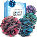SHOWER BOUQUET Loofah-Charcoal Bath-Sponge XL-Color-4-Pack // Extra Large 75g by ShowerBouquet%C2%AE